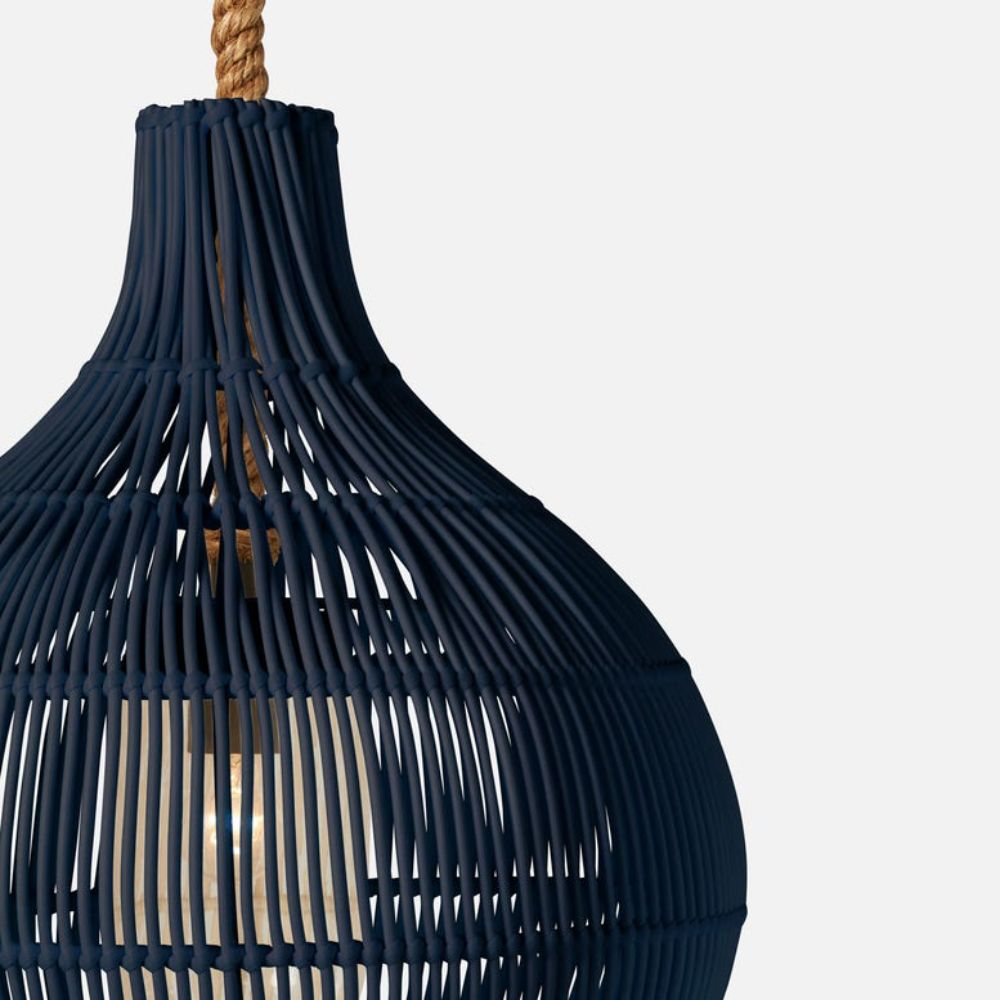 navy blue bundled faux rattan outdoor pendant light hershey kiss shape abaca rope cord