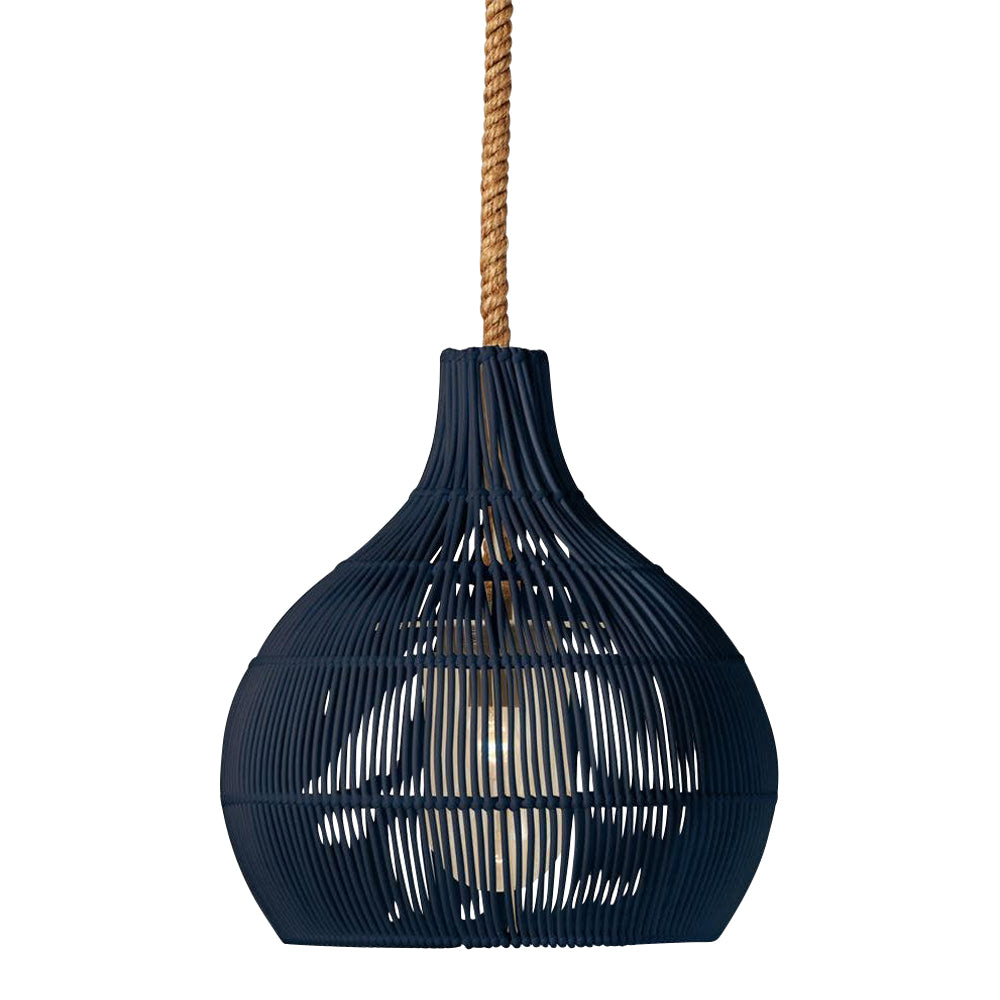 navy blue bundled faux rattan outdoor pendant light hershey kiss shape abaca rope cord