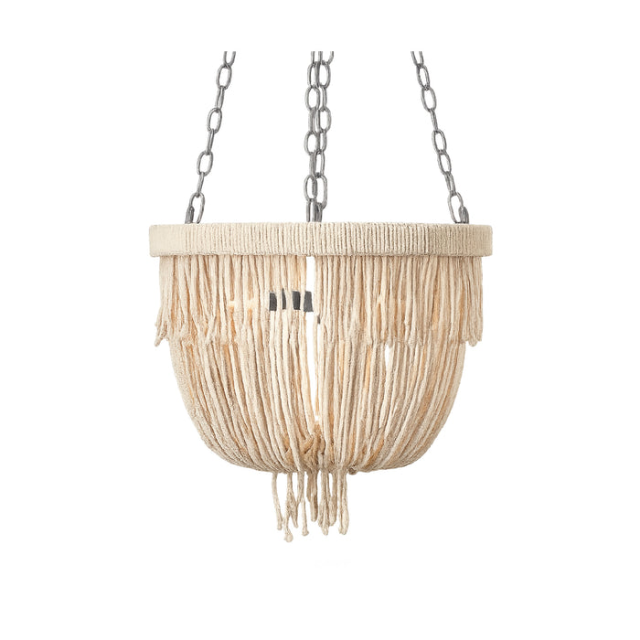 natural chandelier 3 bulb rope bead detail