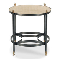 stone top side table round metal brass details 