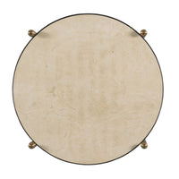 stone top side table round metal brass details 