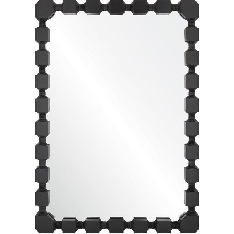 carved wall mirror rectangle ebonized oak wood
