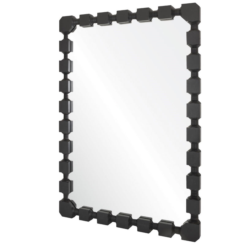 carved wall mirror rectangle ebonized oak wood