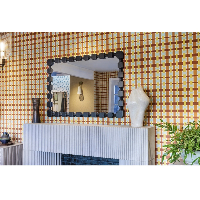 carved wall mirror rectangle ebonized oak wood