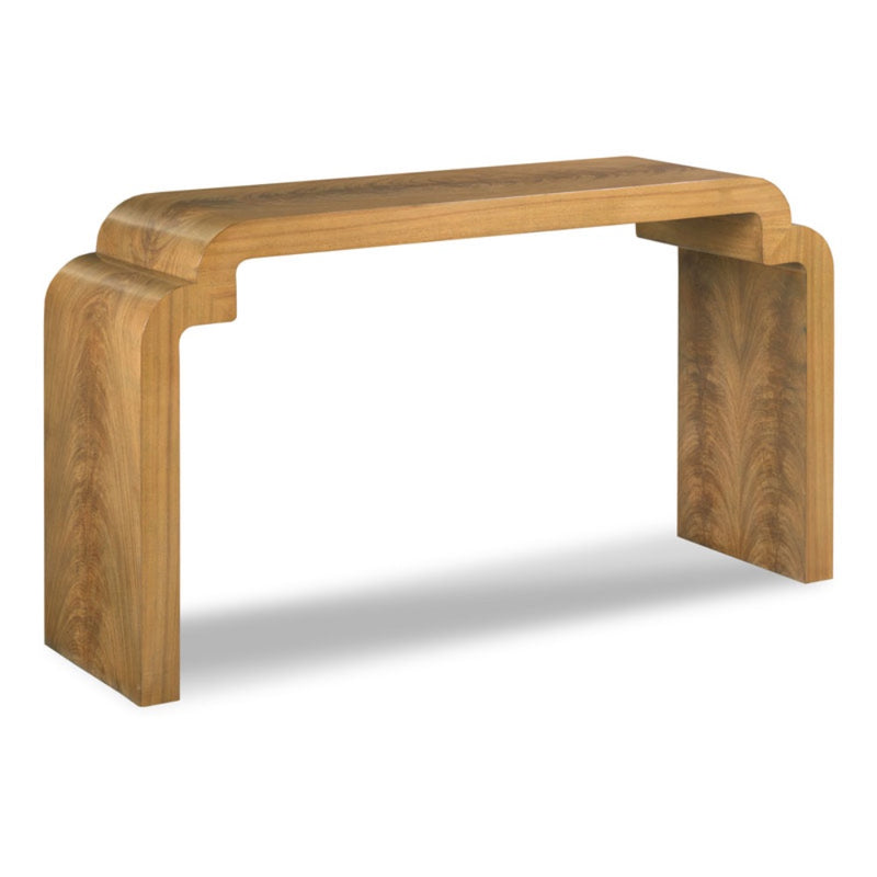 console table natural oak curved 