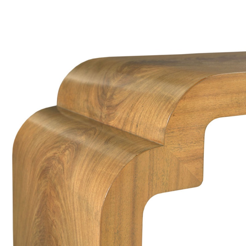 console table natural oak curved 
