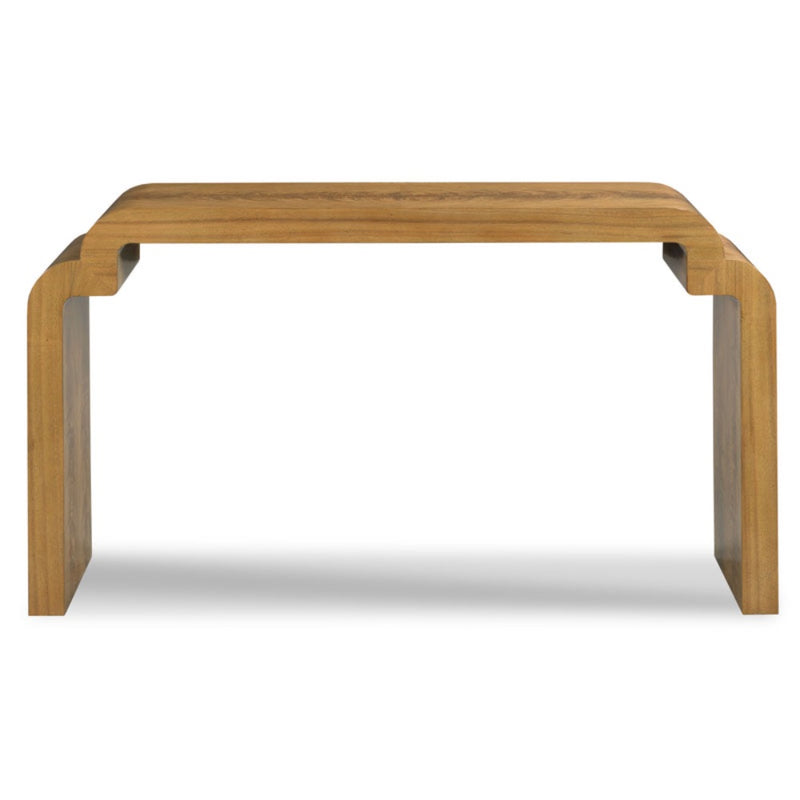console table natural oak curved 