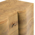 wood chest three drawer natural auden finish scalloped base