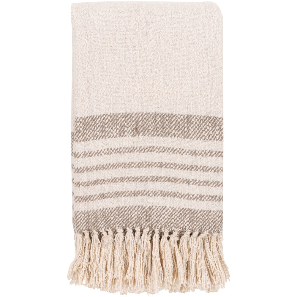hand woven neutral throw blanket fringe