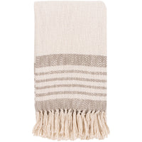 hand woven neutral throw blanket fringe