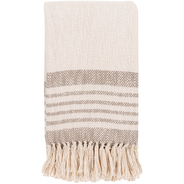 hand woven neutral throw blanket fringe