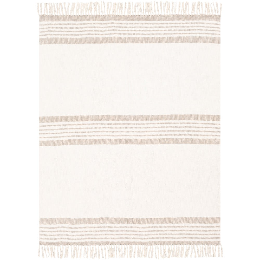 hand woven neutral throw blanket fringe