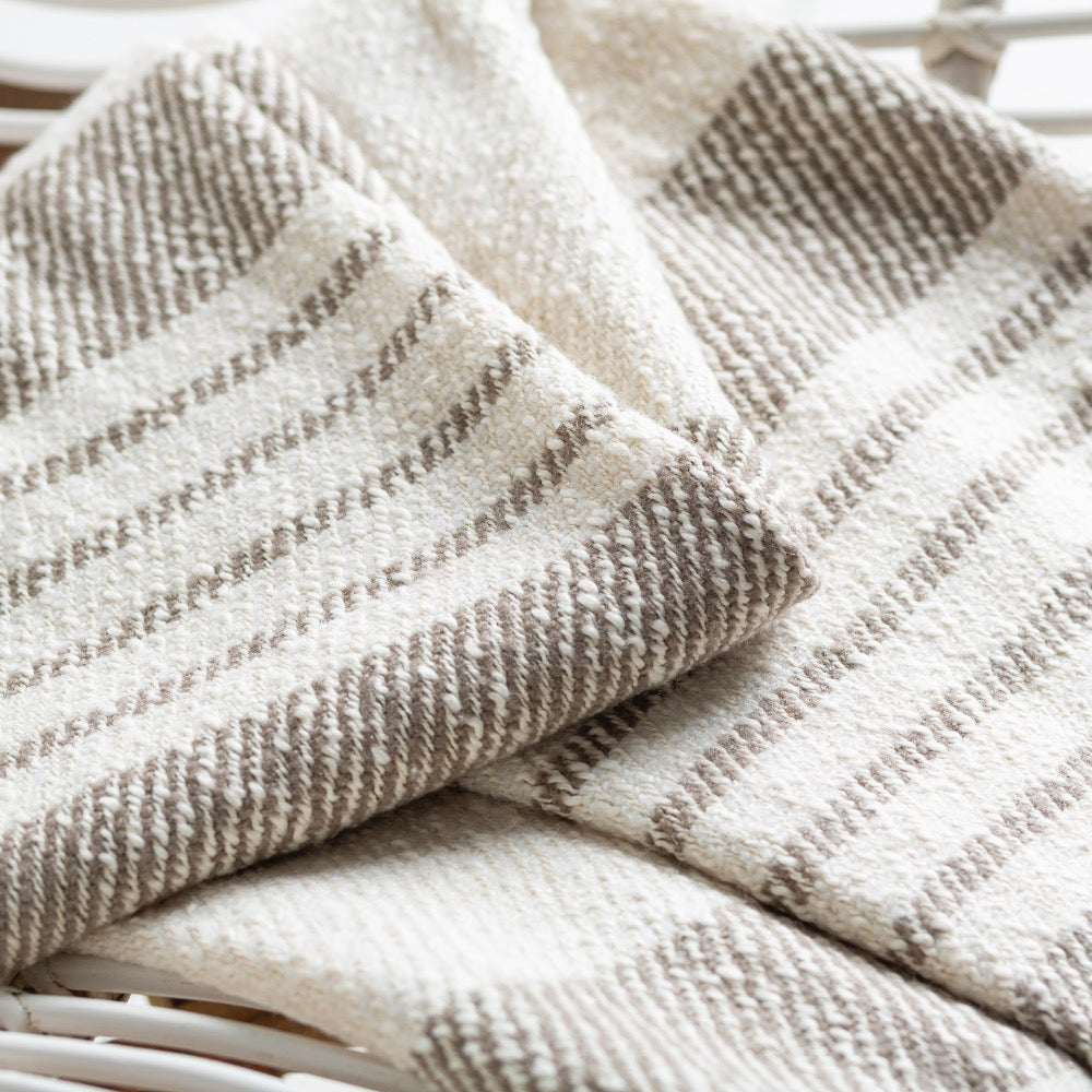 hand woven neutral throw blanket fringe
