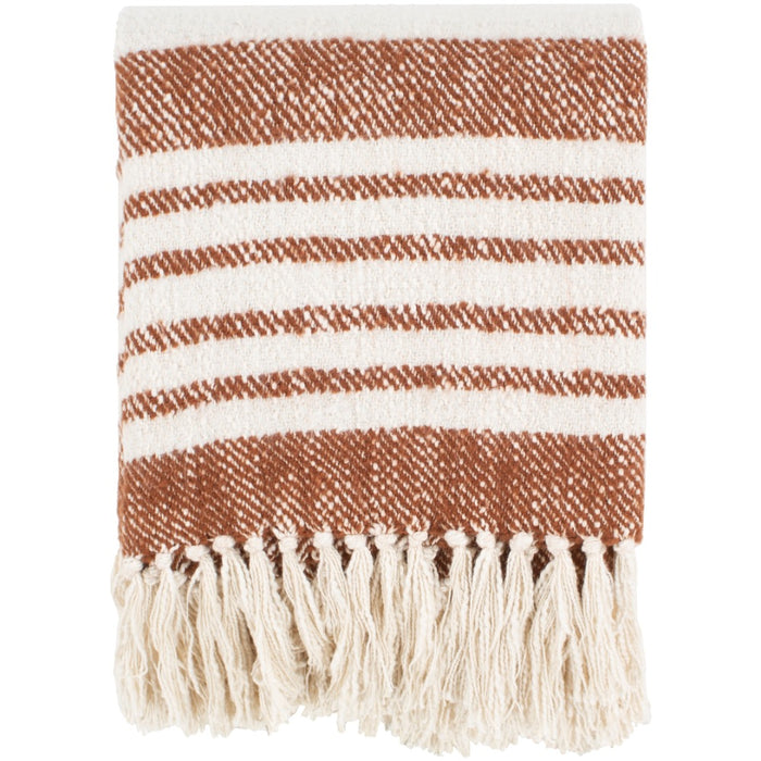 hand woven brown throw blanket fringe