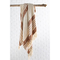 hand woven brown throw blanket fringe
