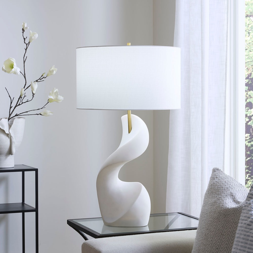 white stone table lamp modern drum shade 