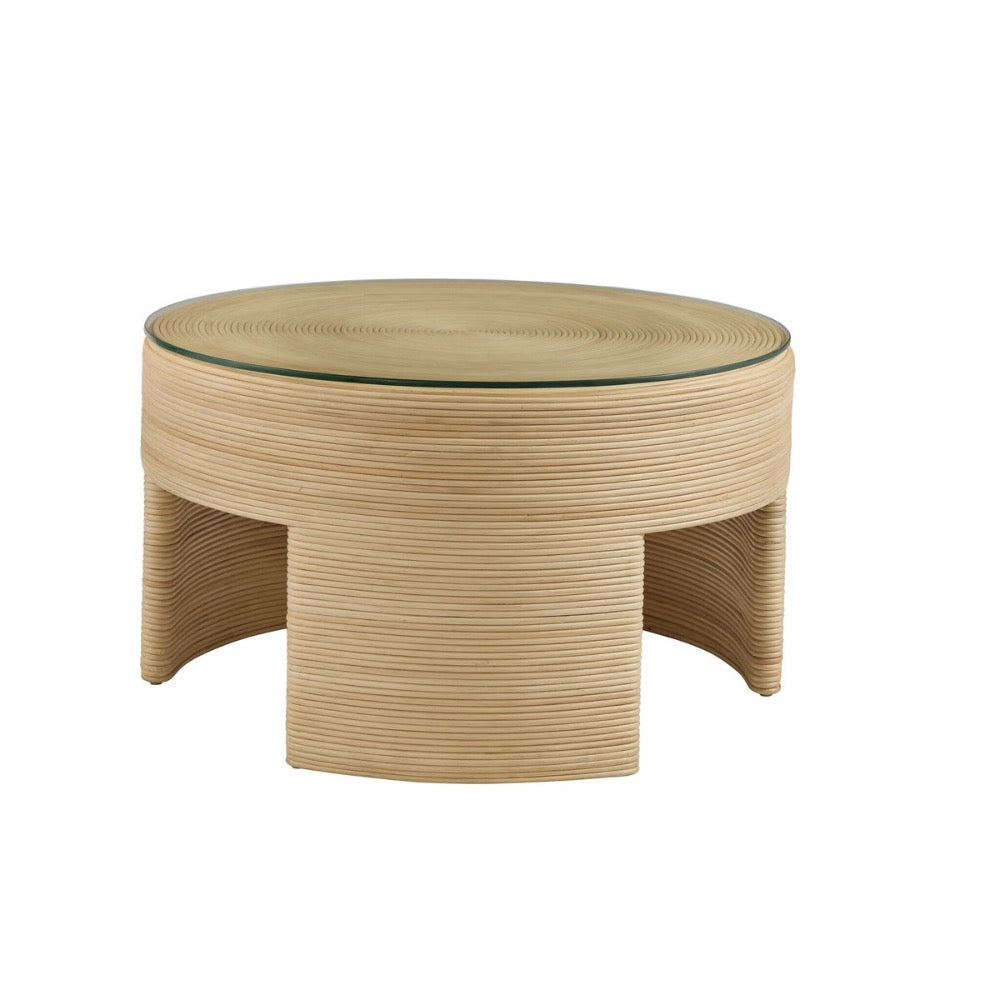 coffee table round natural pencil rattan