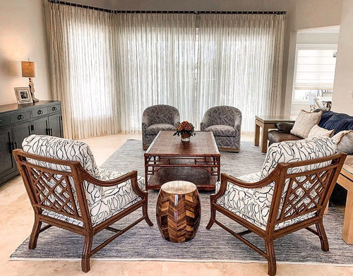 Pagoda Rattan + Tortoise Shell Bamboo Coffee Table