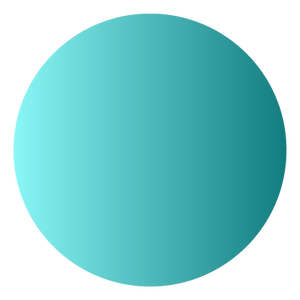 A gradient turquoise circle, transitioning from light on the left to darker on the right, against a white background.
