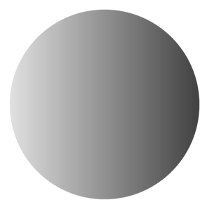 A circle with a gradient shading from light gray on the left to dark gray on the right.