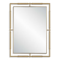rectangle brass framed floating wall mirror