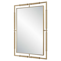 rectangle brass framed floating wall mirror