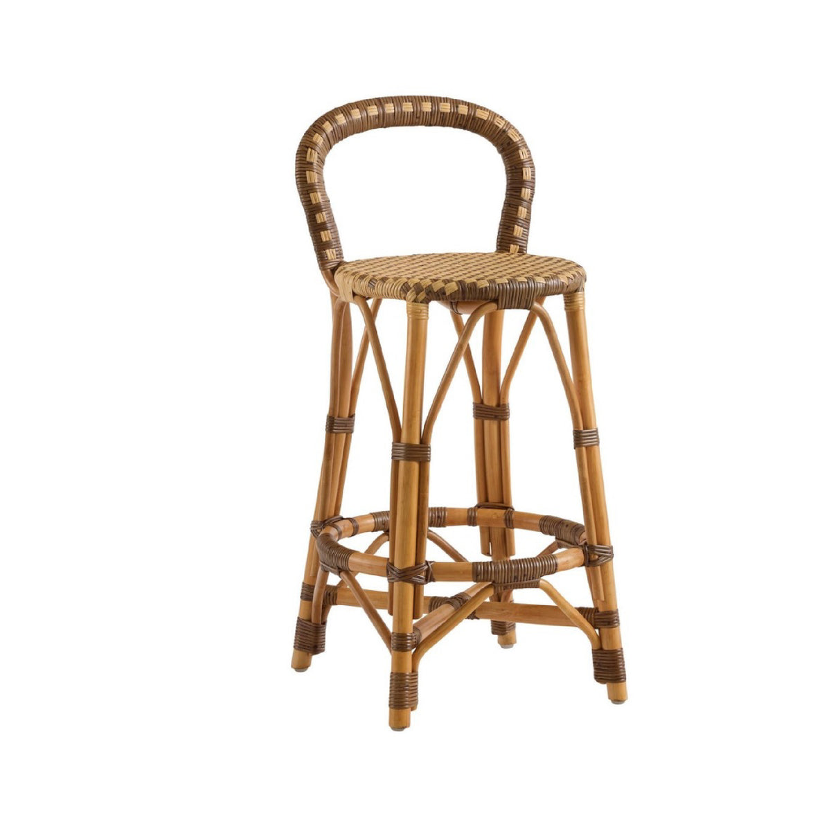 natural brown rattan indoor or outdoor counter stool