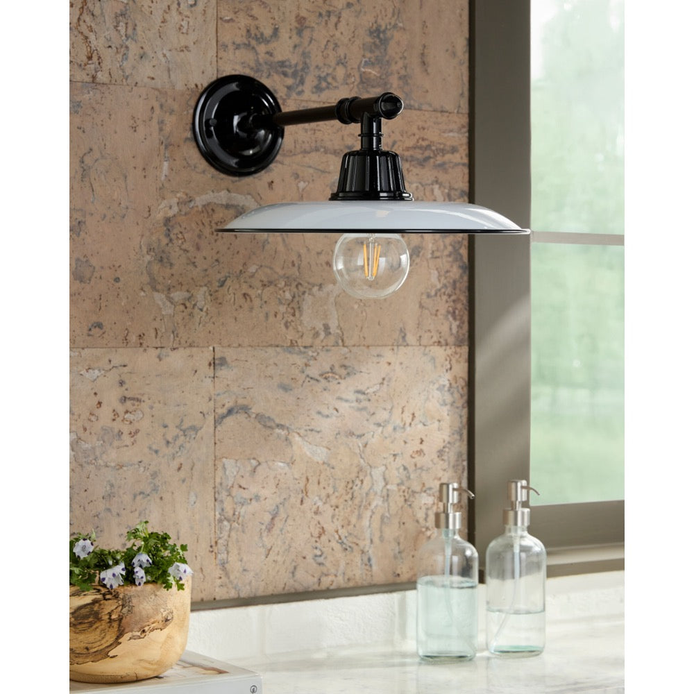 wall mount wall sconce down light retro industrial white iron shade black rod