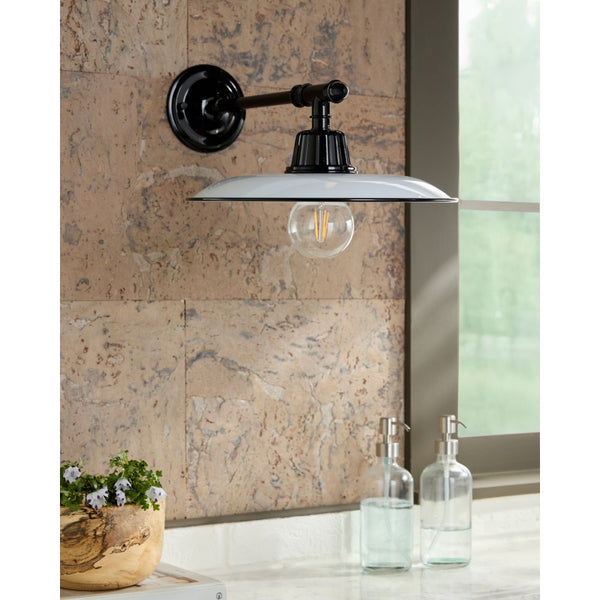 wall mount wall sconce down light retro industrial white iron shade black rod