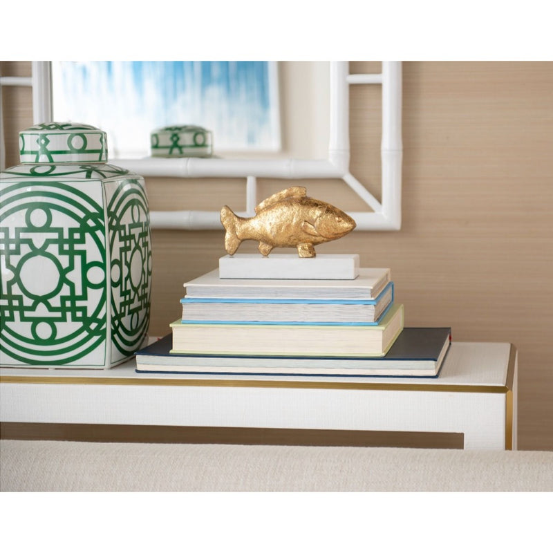 carp fish sculpture white marble base gold 