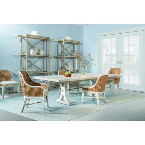 dining arm chair banana leaves rattan flax upholstered seat