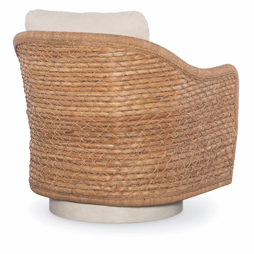 swivel chair woven plant weave frame flax cushions