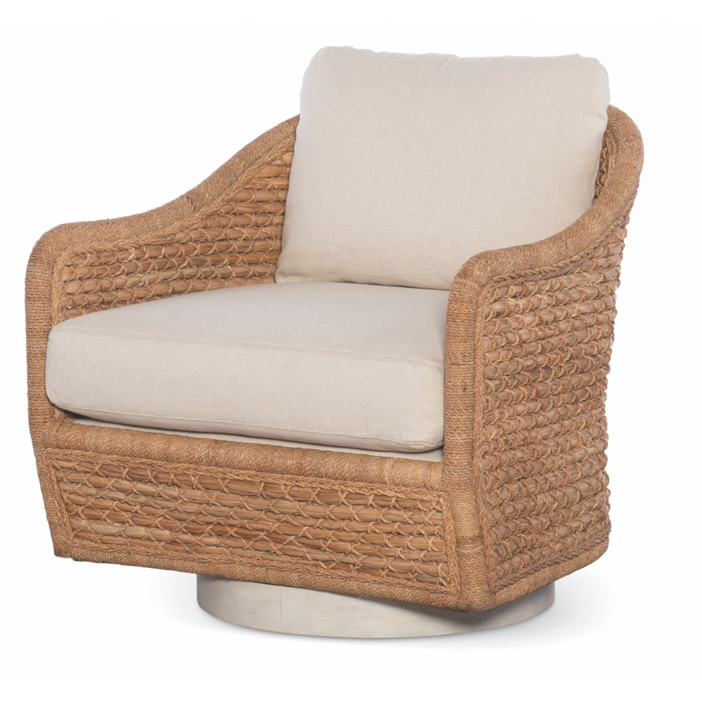 swivel chair woven plant weave frame flax cushions
