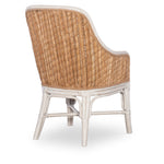 dining arm chair banana leaves rattan flax upholstered seat