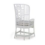 chair rattan open frame off-white flax colored seat cushion high wing back