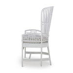 chair rattan open frame off-white flax colored seat cushion high wing back