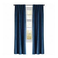 Sunlight and trees shine through an Emdee International Camden Navy Velvet Curtain Panel, gently parted at the window.