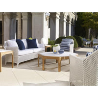 accent table teak frame square white cast stone top outdoor