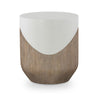 round white faux oak outdoor side table