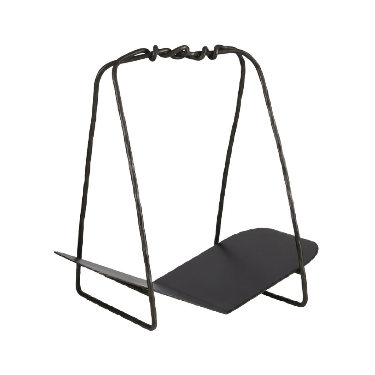 black finish hammered iron log holder 