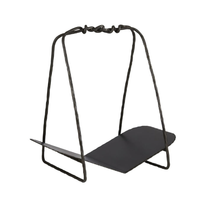 black finish hammered iron log holder 