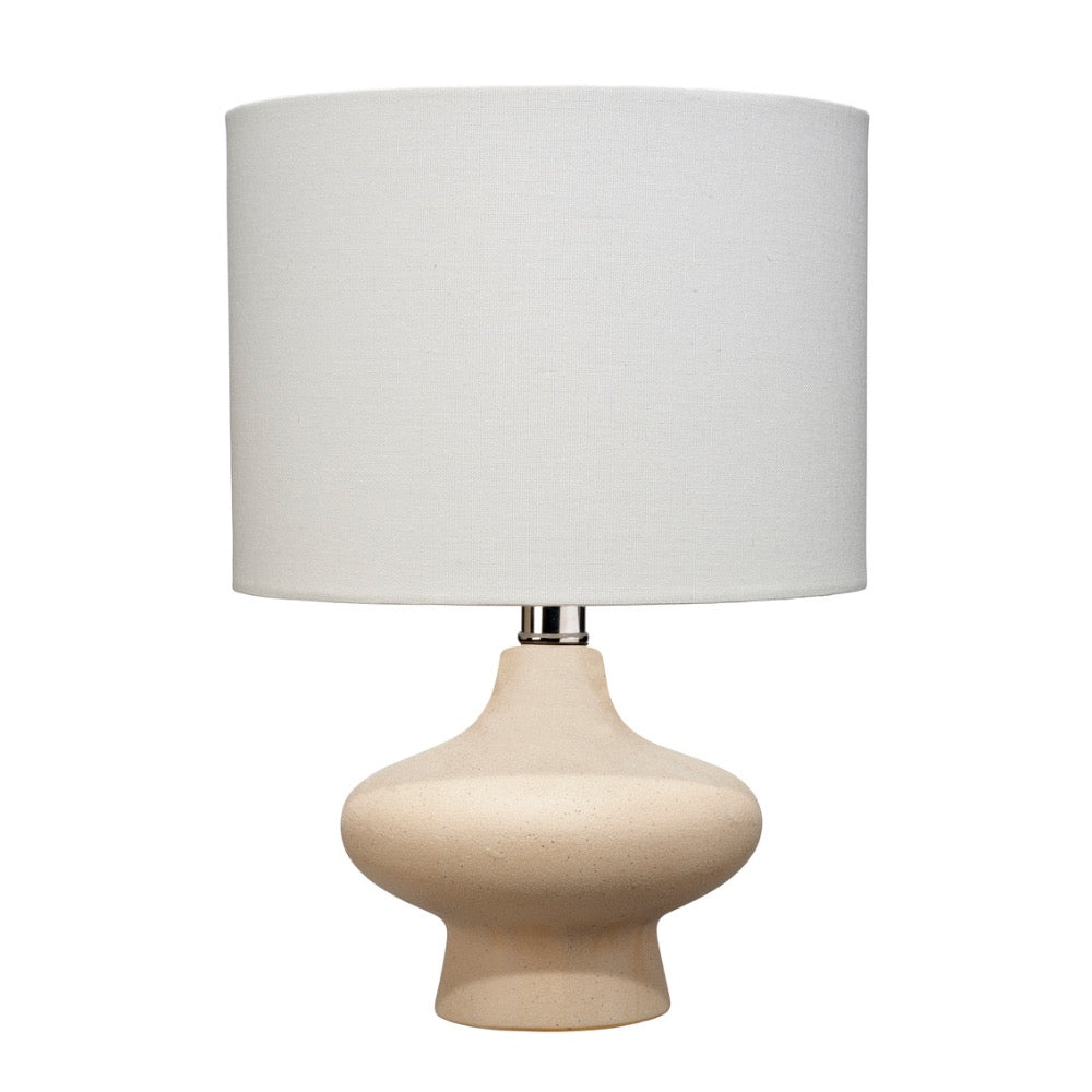 white drum shade table lamp off-white mottled finish bamboo-like