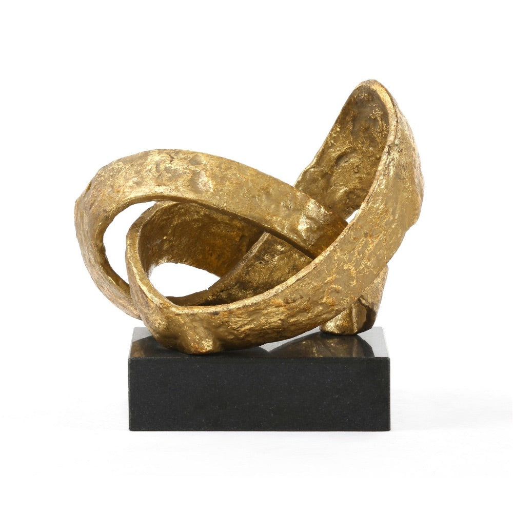 abstract gold leaf statue metal black marble base