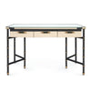 leather wrapped canvas drawer desk black gold accents