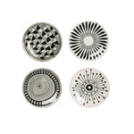 black white ceramic plates