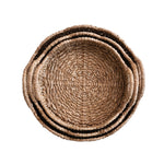 scalloped tray set rattan handles