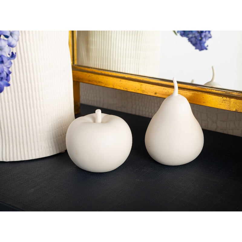 pear apple porcelain decor set of two white glazed 