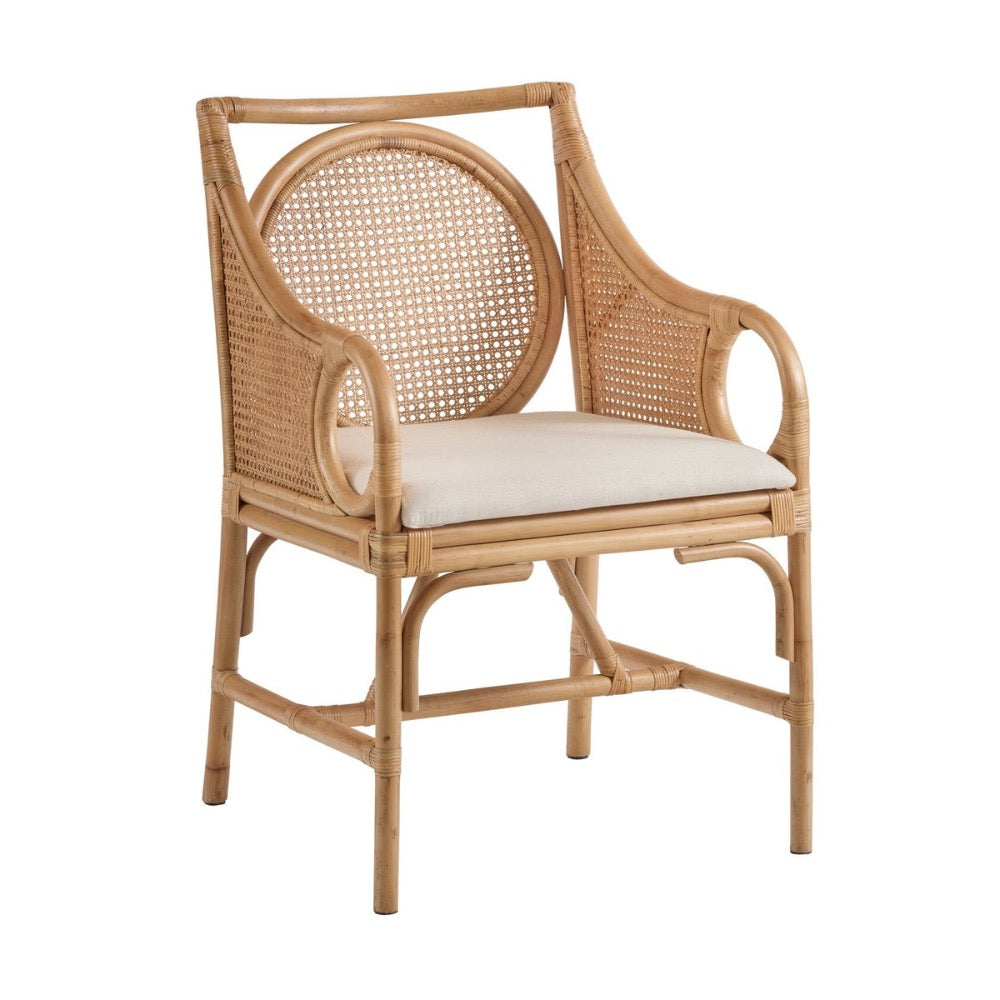 natural rattan cane back sides arm chair