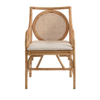 natural rattan cane back sides arm chair