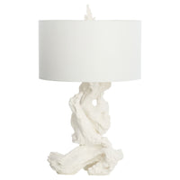 table lamp driftwood white plaster coastal linen shade